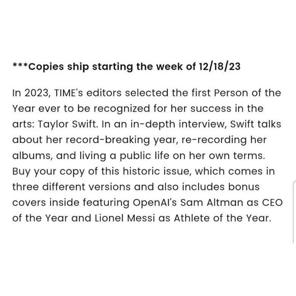 Taylor Swift Cat cover Time Magazine Person of the Year Dec 2023 New - Picture 3 of 4